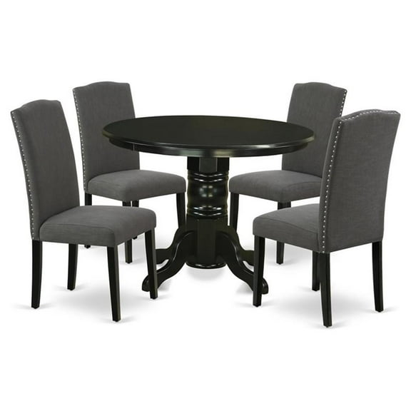 Atlin Designs 5-piece Wood Dining Set in Black/Dark Gotham Gray