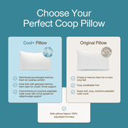 Coop Sleep Goods Eden Cool+ Adjustable Pillow, Queen, Memory Foam, Cooling Gel, Neck Support