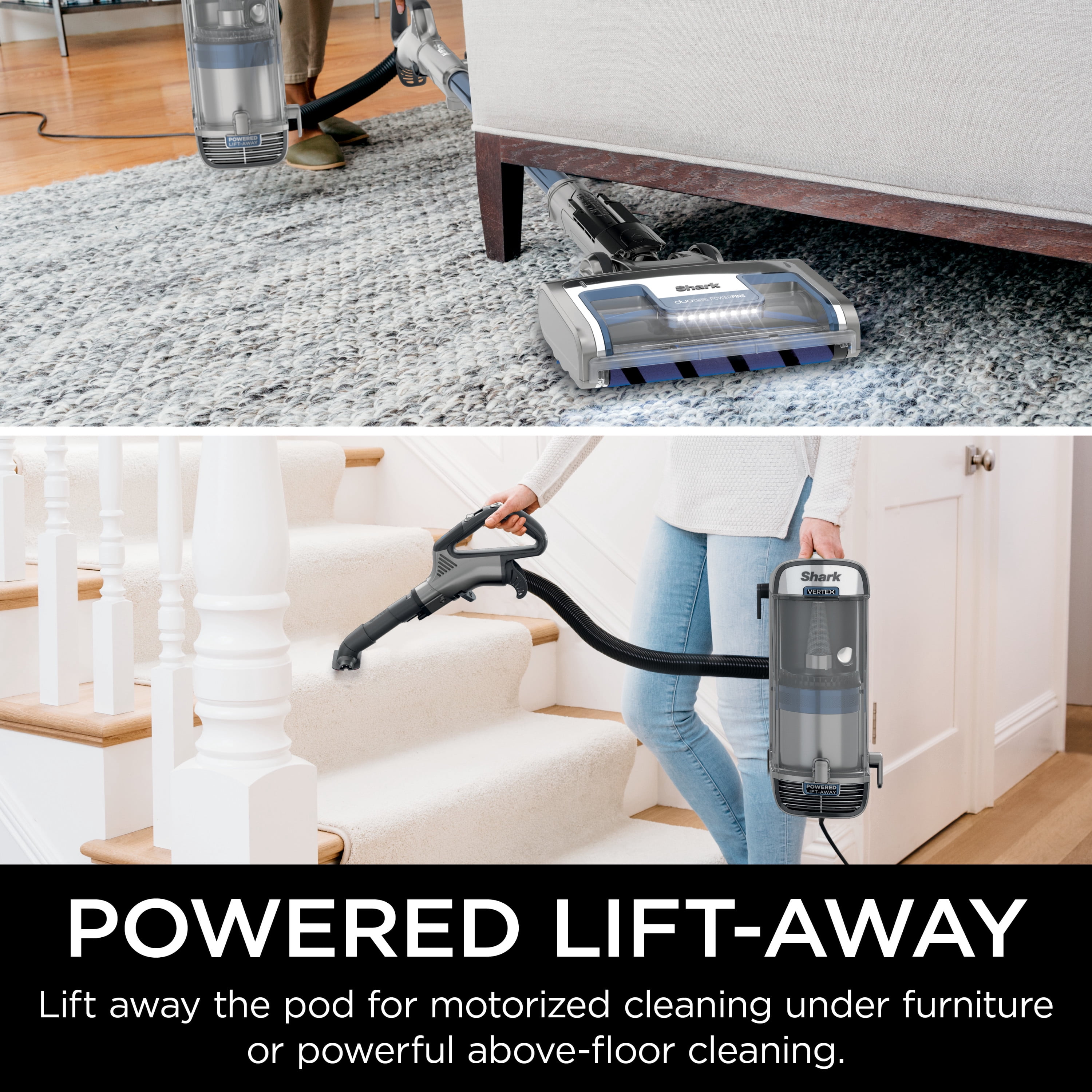 Shark Vertex DuoClean PowerFins Upright Vacuum, Pet Friendly, Powered Lift-Away, Self-Cleaning Brushroll, AZ2000 Blue