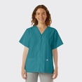 thumbnail image 1 of SPECTRUM UNIFORMS Scrub Tops Tunic Tops with Snap Front Women V-Neck Soft Fabric Ideal for Medical Professionals, Hospital and Lab Work Wear Teal, 1 of 5
