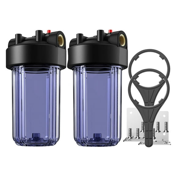 2 Pack 10 Inch Whole House Water Filter Housing Fit 4.5" x 10" Cartridge