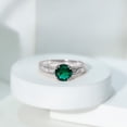 thumbnail image 3 of Rosec Jewels Lab Created Emerald Solitaire Gold Engraved Ring for Women (8 mm, AAAA Quality), 10K White Gold, US 6.50, 3 of 8