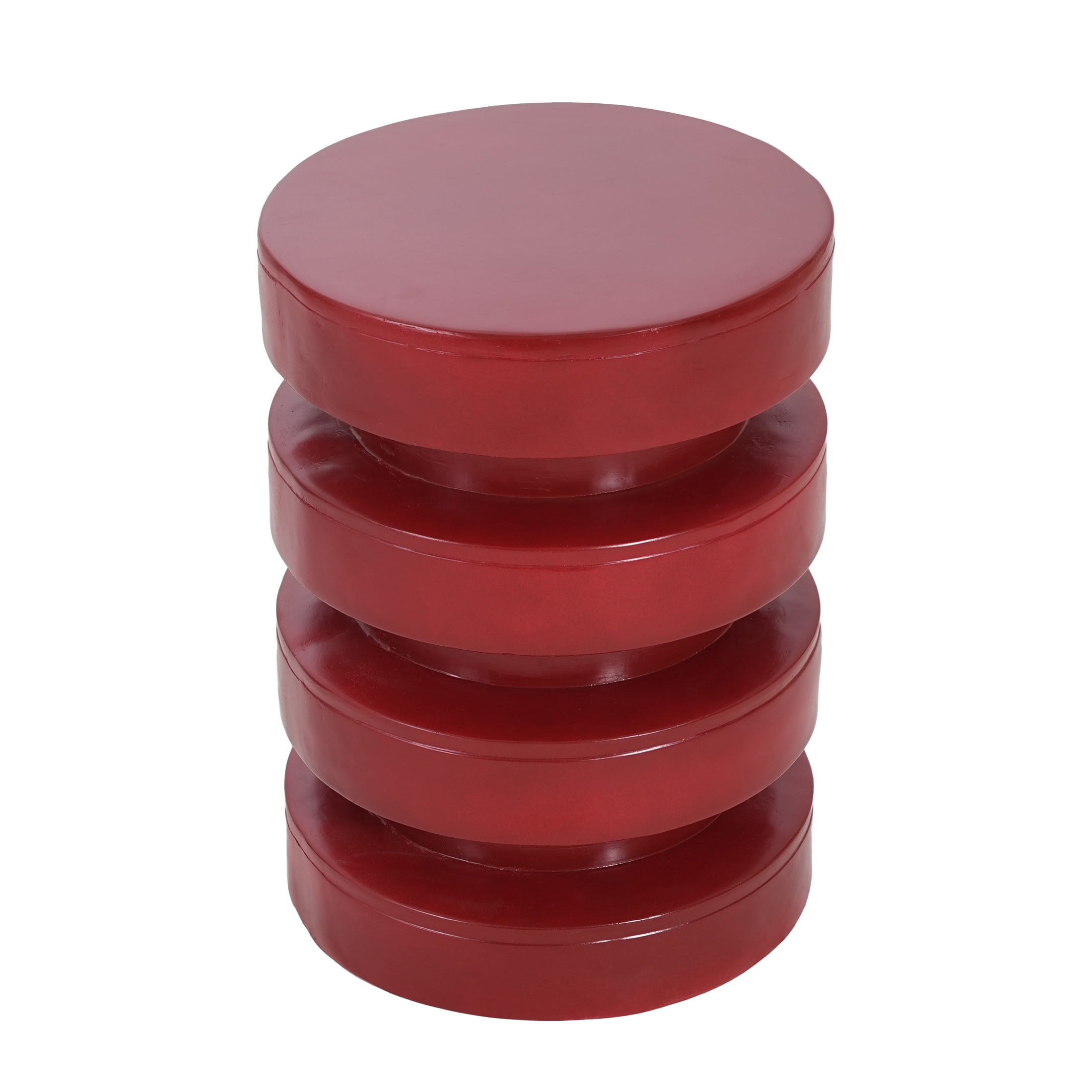 Christopher Knight Home 14.2" MGO Round Side Table, 3-Tier Indoor Outdoor Accent End Table, Red