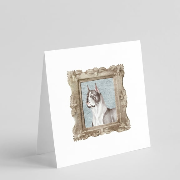 Boxer Cropped Ears Square Greeting Cards and Envelopes Pack of 8 5 in x 5 in