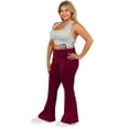 thumbnail image 2 of Women's High Rise Flare Yoga Activewear Pants Plus Size - Burgundy, XL, 2 of 5