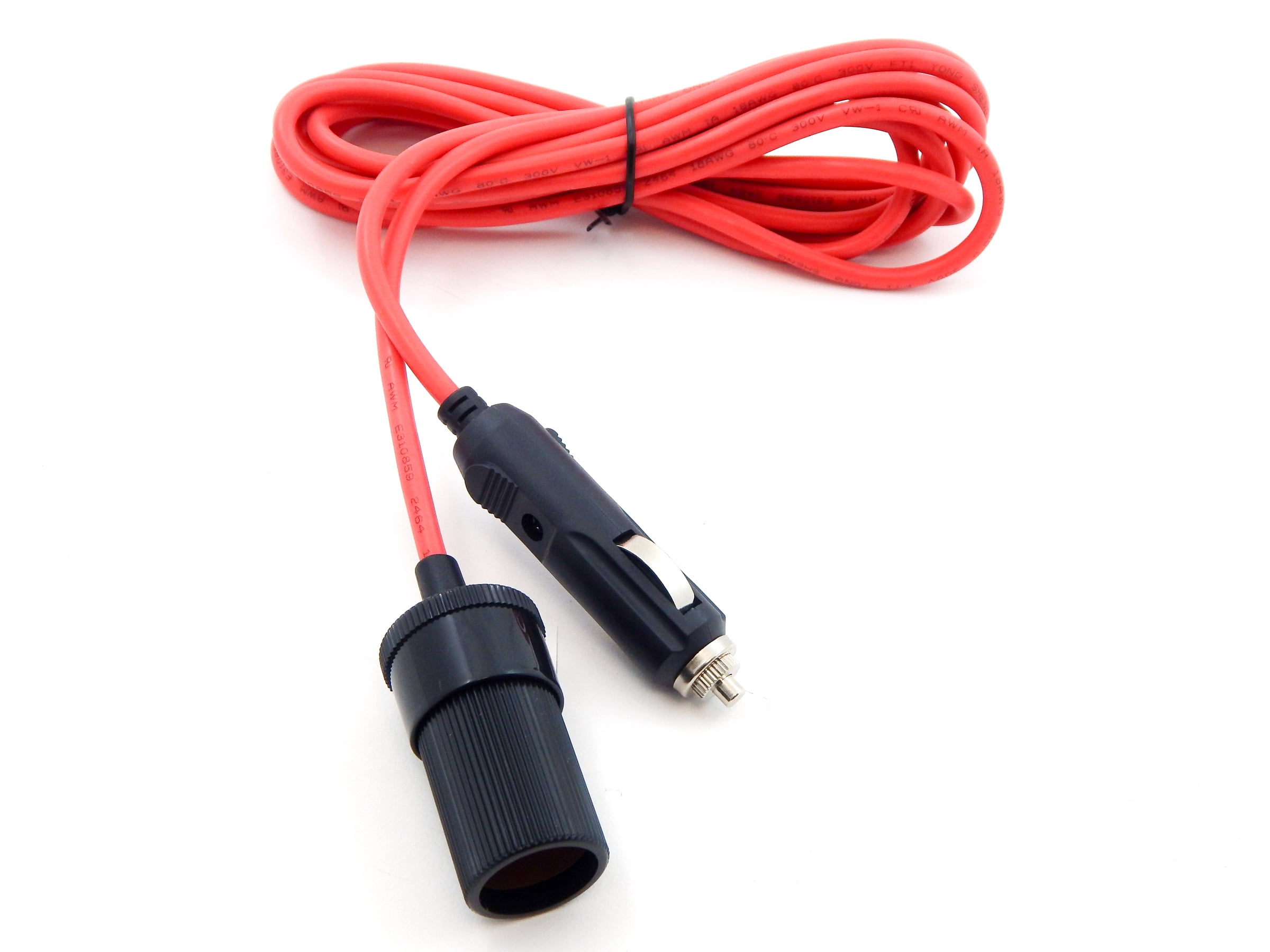 12 Foot Long Heavy Duty 18ga Cigarette Lighter Extension Charger Cord