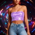 thumbnail image 4 of EaskTriop Sequin Strapless Tube Top for Women, Sparkly Bandeau Bra Cropped Tank Top Shiny Glitter Party Clubwear Comfortable Bralette, 4 of 6