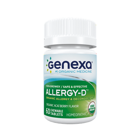 Genexa Homeopathic Allergy Medicine: Certified Organic, Physician Formulated, Natural, Non-Drowsy, Non-GMO Verified Decongestant. Helps Provide Seasonal Allergy Relief (60 Chewable