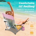 thumbnail image 3 of UMINEUX Low Beach Chairs for Adults, Folding Portable Lightweight Chair with Cup Holder, Set of 2, Pink and Yellow, 3 of 9