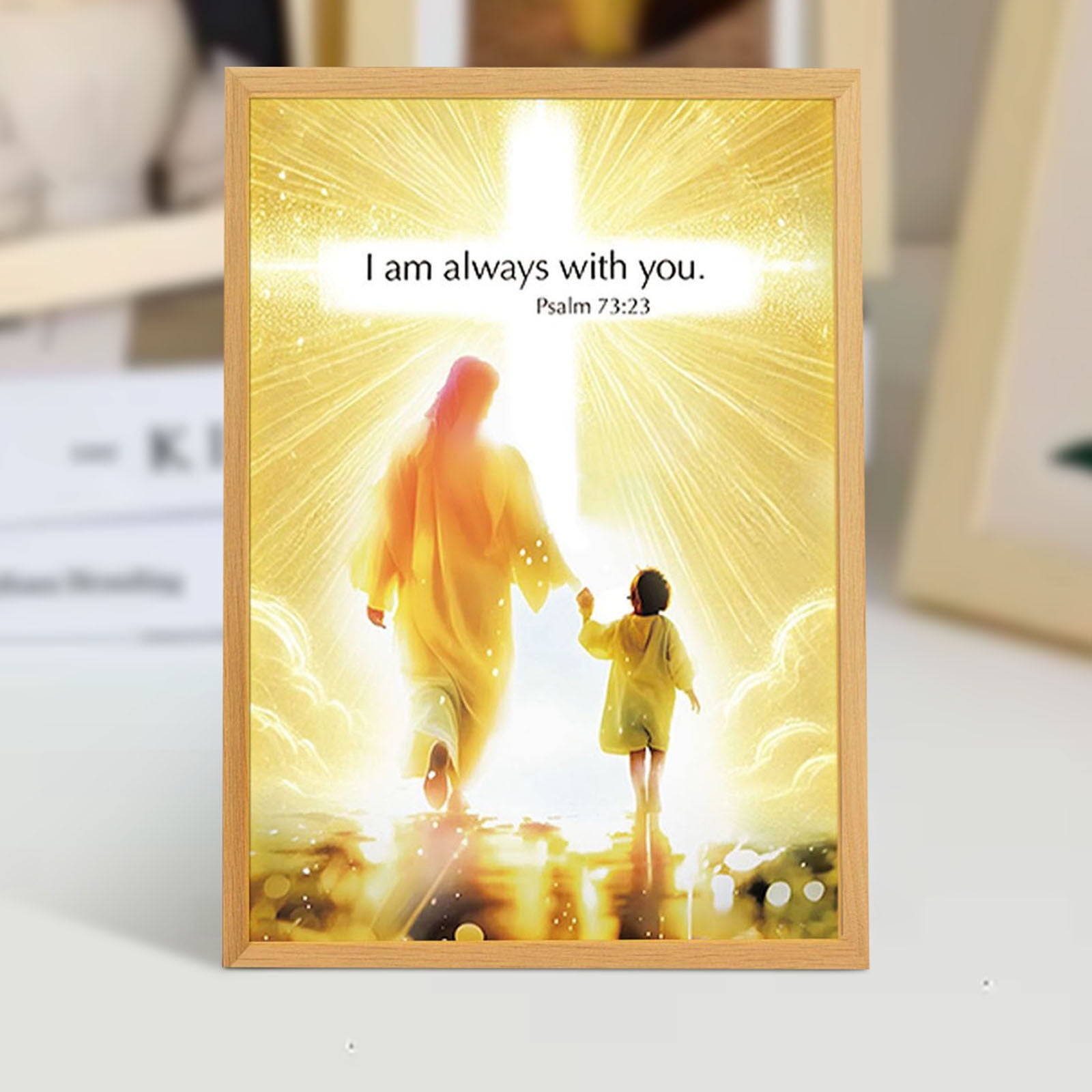 WXLCISI 4D LED Religious Night Light - Illuminated Painting with Inspirational Message for Bedroom Decor