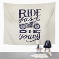 thumbnail image 2 of REFRED Moto Ride Fast Die Young Biker Lettering Classic Custom Wall Art Hanging Tapestry Home Decor for Living Room Bedroom Dorm 51x60 inch, 2 of 2