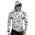 thumbnail image 3 of Nestiefly Men's Camo UPF 50+ Hooded Fishing Shirts Long Sleeve Sun Protection Hoodie, Hiking Running Swimming Rash Guard with Mask 2026 Light Blue 3XL, 3 of 10