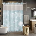 thumbnail image 5 of No Hook Ocean Beach Shower Curtain with Snap in Liner Set, Summer Coastal Starfish Shell Conch Wooden Green Waterproof Bathroom Curtains with See Through Top Window, Hotel Style Stall 48 x 72 Inch, 5 of 9