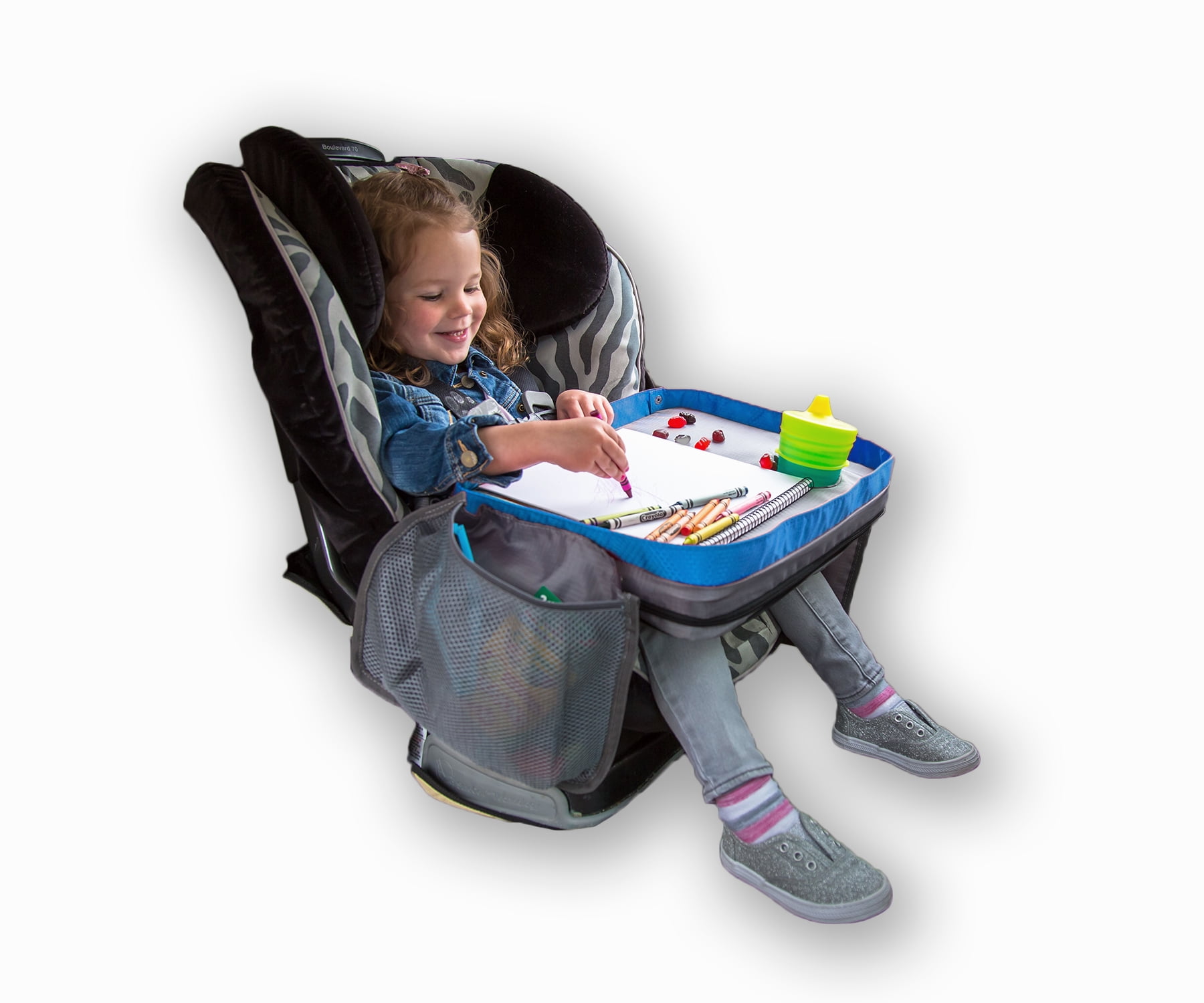 Travel Tray Activity Center for Kids 4-in-1 Car Seat Organizer with Lap Desk 