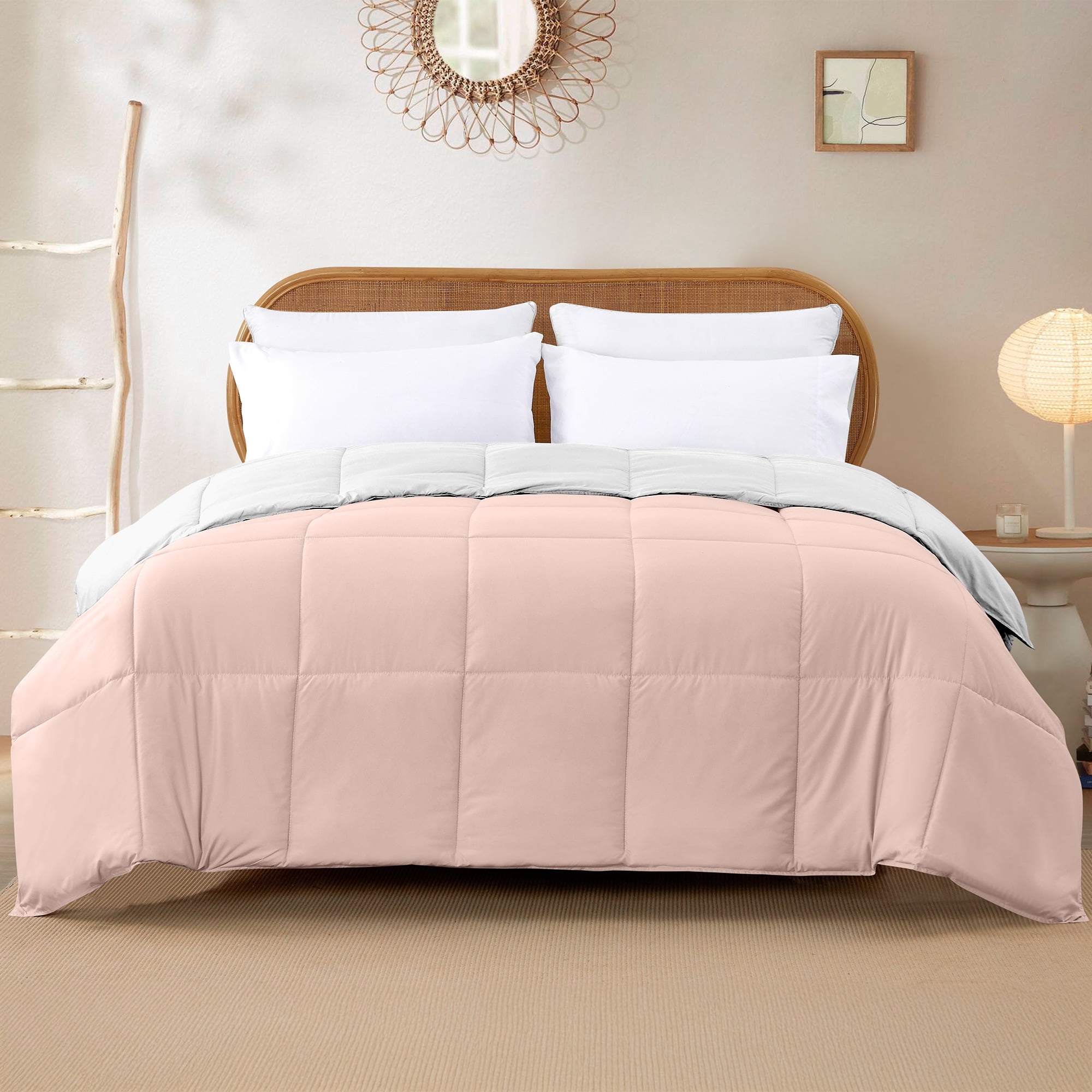 Modern Threads Reversible Blush & White All-Season Down Alternative Adult Bed Comforter, King