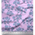 thumbnail image 1 of Soimoi Satin Silk Fabric Yellow Blue Flower Floral Decor Fabric Printed Yard 42 Inch Wide, 1 of 1