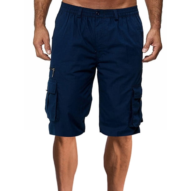 Sunloudy - Pantalones cortos deportivos para hombre, cintura elástica, bolsillos de color sólido, pantalones cortos rectos sueltos Sunloudy M L XL XXL XXXL