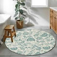 thumbnail image 3 of Round Rugs 3 Ft, Teal Green Spring Floral Non Slip Area Rugs for Kitchen Bedroom Entryway, Retro Farmhouse Summer Botanical Washable Carpet Runner Rug Floor Mats for Bedroom Home Decor, 3 of 9