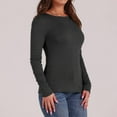 thumbnail image 4 of Ronuti Long Sleeve Thermal Shirt for Women Light Fleece Tops Spring 2025 Crew Neck Casual Basic T-Shirts, 4 of 9