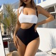 thumbnail image 5 of UTSJKR Women's Textured One Piece Swimsuit Colorblock Sexy Cutout Tummy Control Bathing Suit Slimming Push Up Padded Swimwear White L, 5 of 6