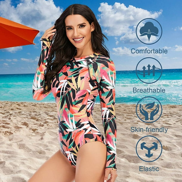 Rash Guard Women Long Sleeve Swimsuit One Piece Bathing Suit Sun