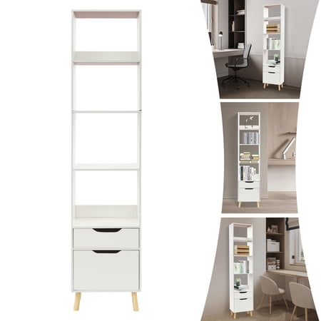 Standing Bookshelf Multi-Tier Storage Shelf with Open Racks & Enclosed Cabinet Modern Bookcase for Living Room Bedroom Study Compact Design Easy Assembly Home Furniture