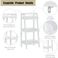 thumbnail image 4 of 3-Tier Ladder Shelf, Bathroom Shelf Freestanding, 3-Shelf Spacesaver Open Wood Shelving Unit, Ladder Shelf (White), 4 of 16