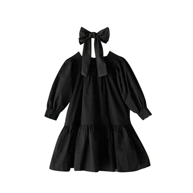 WEAIXIMIUNG Chaussures de Robe pour Filles Bébés Filles Longues Sans Manches Unies en Dentelle Printemps Automne Vêtements de Robe 2-3 Ans