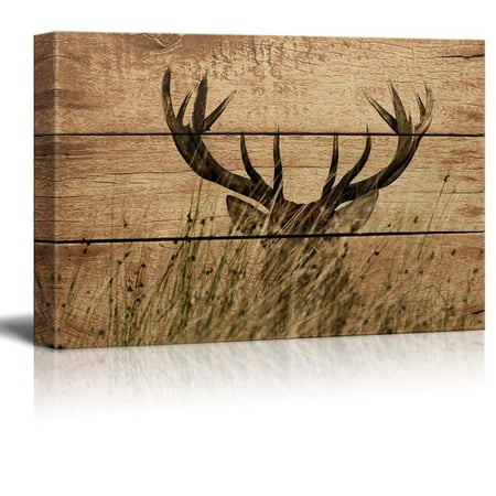 Wall26 Rustic Canvas Wall Art Elk Antler Giclee Print Modern