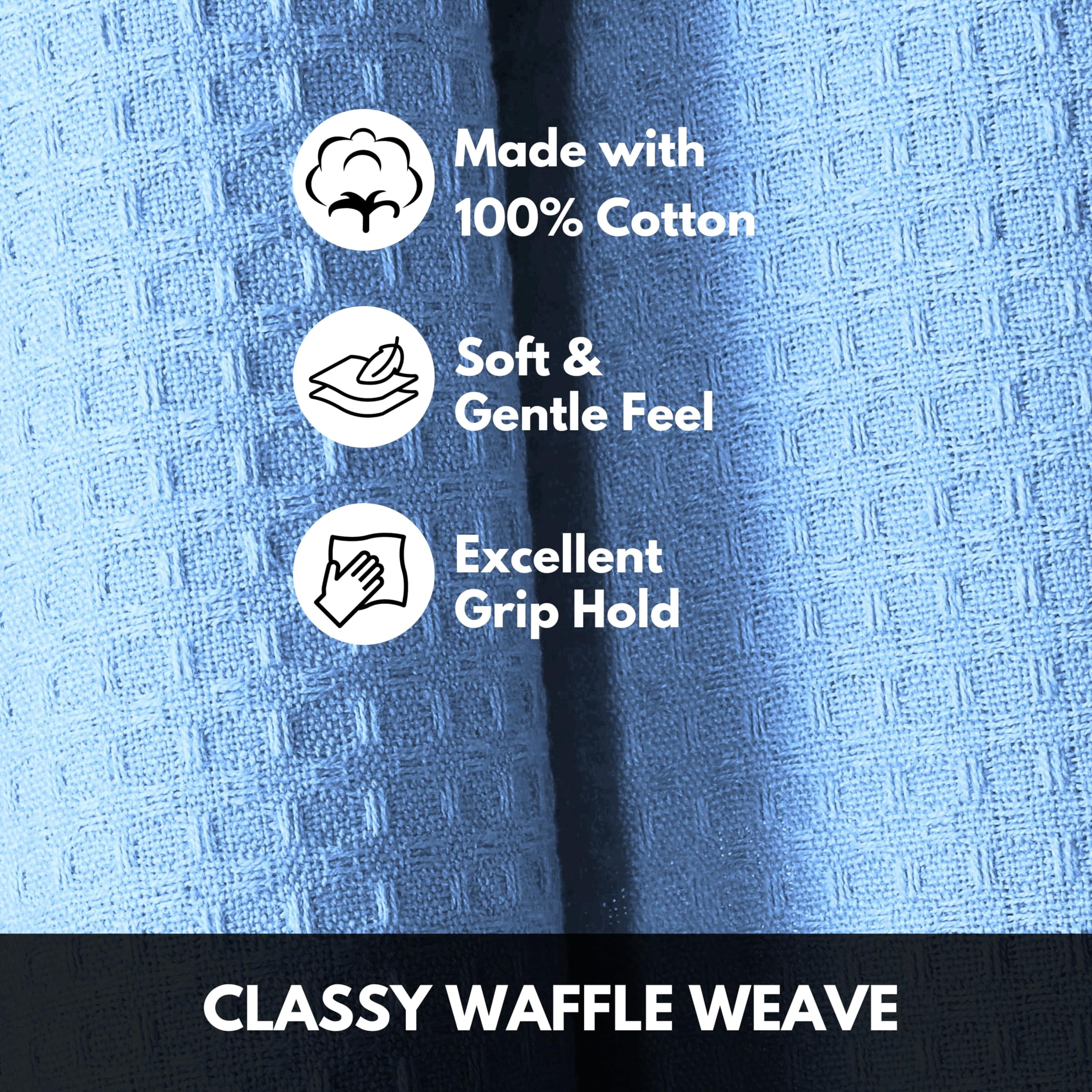Softopia Cotton Sky Blue Kitchen Dish Towels Set of 12-100% Cotton Waffle Weave, Super Absorbent, Soft, Quick Drying, 16x26 Inches, Ideal for Cleaning, Bar, Tea, and Everyday Use, Light Blue