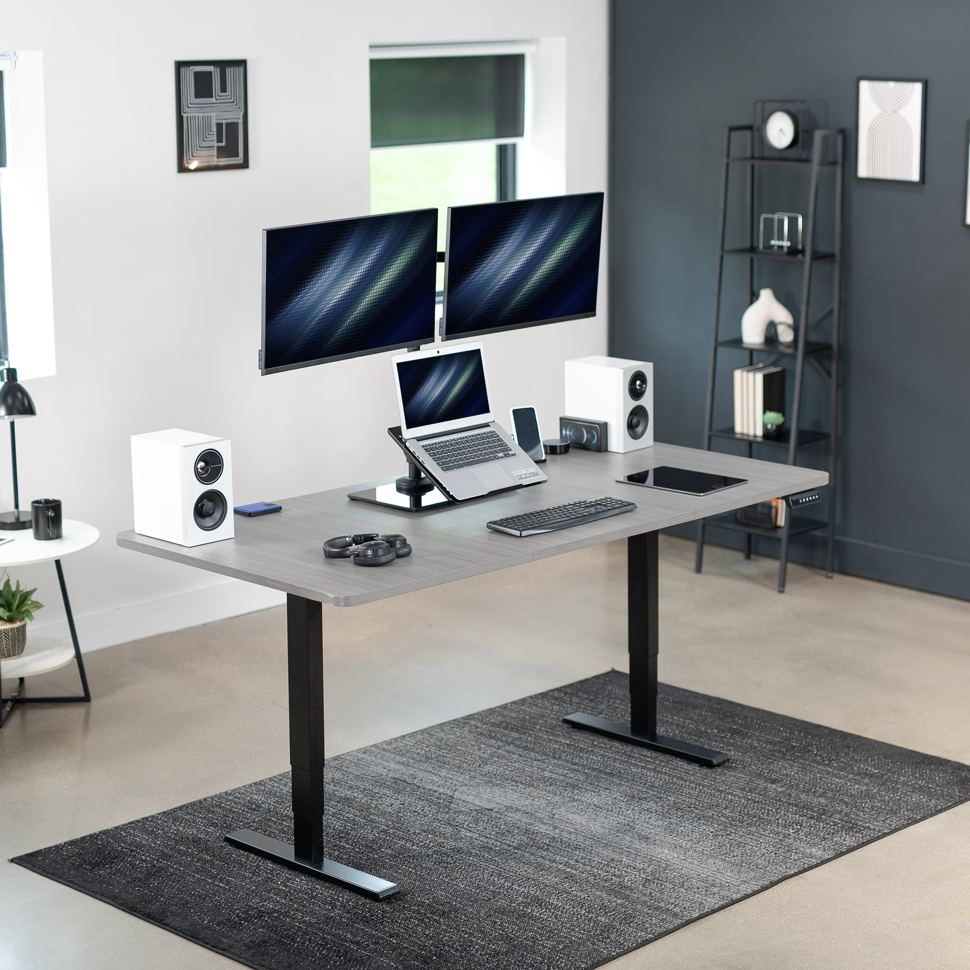 VIVO Laptop and Dual Monitor Desk Stand w/ Glass Base, Fits 32" Computer Screen