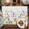 thumbnail image 2 of Placemats Set of 4, Spring Floral Place Mats Green Leaves Daisy Flower Grey Plaid Tablemats Washable Placemat Table Decoration for Kitchen Table Dinner Party Home Decor Indoor Outdoor 13x19 Inch, 2 of 9