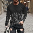 thumbnail image 2 of Penkiiy 3D Graphic Flame Print Shirts for Mens Casual Long Sleeve Tee Shirts Top XL Black, 2 of 5