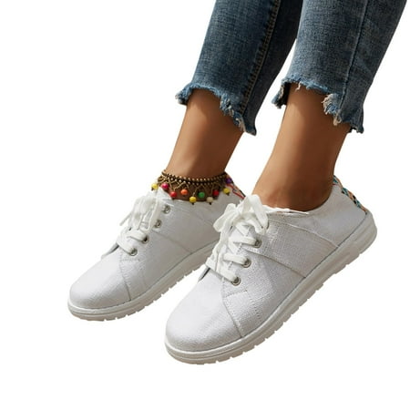 

WQJNWEQ Women s Flats Shoes Leisure Large Lace Up Round Head Casual Light Candy Canvas Board Shoes/Sports Shoes Comfort