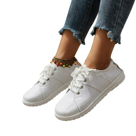 Xysaqa Slip on Shoes Women, Shoes for Women Sneakers Large Women's Lace Up Round Head Casual Light Candy Canvas Board Shoes/Sports Shoes Business Casual Shoes Women on Clearance