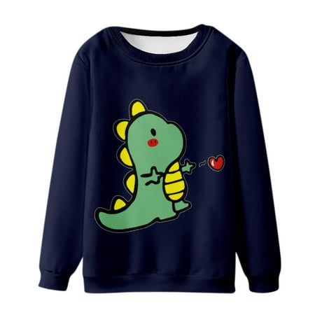 

Moxiu Men s Casual Long Sleeve Round Neck Sweatshirt Cartoon Cute Dinosaur Graphic Print Pullover Plus Size Oversize Loose Blouse Tops