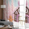 thumbnail image 6 of Pink Christmas Sheer Curtains 96 Inches Long, Xmas Farmhouse Tree Blue Sky Snowflake Light Filtering Window Curtains for Living Room/Bedroom, Rod Pocket Voile Sheer Drapes, 52"Wx96"L, 2 Panels, 6 of 9