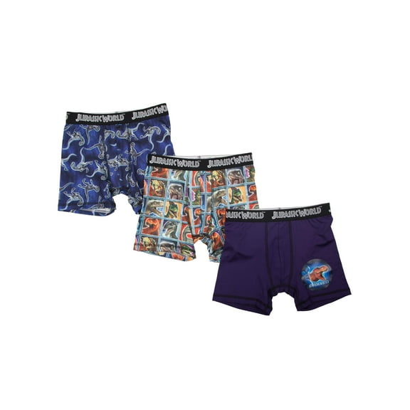 Jurassic World Boys Underwear, 3 Pack Poly Boxer Briefs (Little Boys & Big Boys)