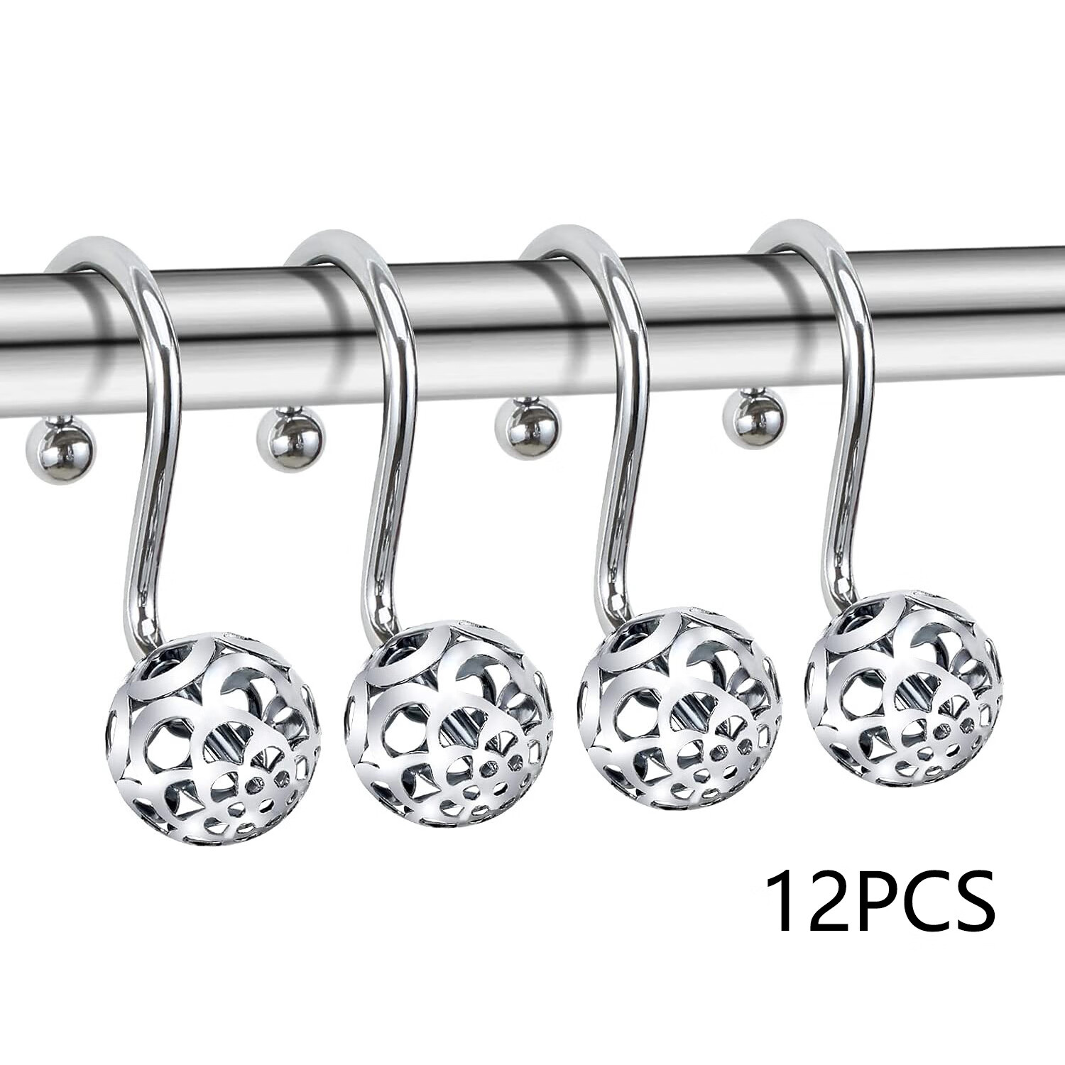 Shower Curtain Hooks Rings,Set of 12 Decorative Shower Curtain Hooks