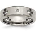 thumbnail image 2 of Chisel Titanium Brushed and Polished 1/20 Carat Diamond Cross Cut Out 7.2mm Band - Ring Size 12.0 Natural Diamonds, 2 of 8