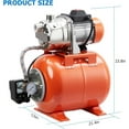 thumbnail image 4 of AKDSteel Pompe de Puits Peu Profond 1.6HP avec Réservoir de Pression, Pompe de Transfert d'Eau en Acier Inoxydable pour Jardin, Piscine, Puits, Irrigation, 4 of 7