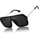 thumbnail image 4 of Gafas de sol clásicas siamesas de una pieza, negras, bonitas, sin montura, diseño retro elegante para mujeres y hombres, 4 of 4