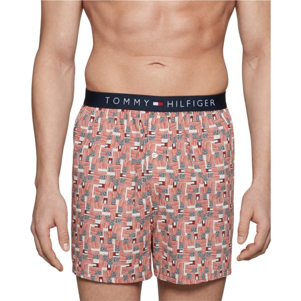 Tommy Hilfiger - Calzoncillos tipo bóxer colgantes con icono de moda para hombre, rojo, grande Tommy Hilfiger boxeadores