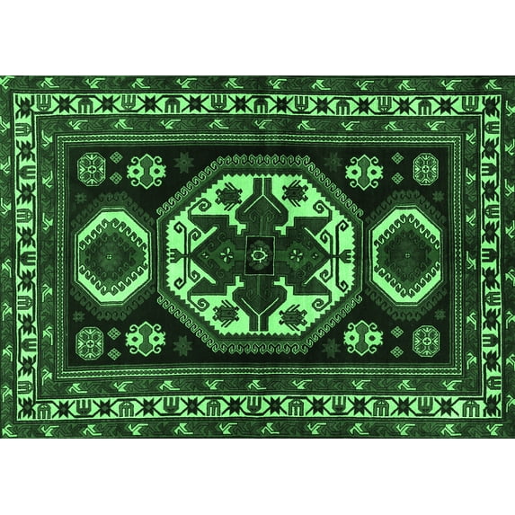 Ahgly Company Indoor Rectangle Persian Emerald Green Traditional Area Rugs, 3' x 5'