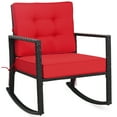 thumbnail image 2 of Gymax Outdoor Wicker Rocking Chair with Red Cushion, 2 of 10