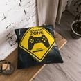 thumbnail image 4 of Velvet Decorative Throw Pillow Covers Set of 2, Soft Square Cushion Cover with Invisible Zipper Gamer Zone Warning Printing, 20"x20", 4 of 7