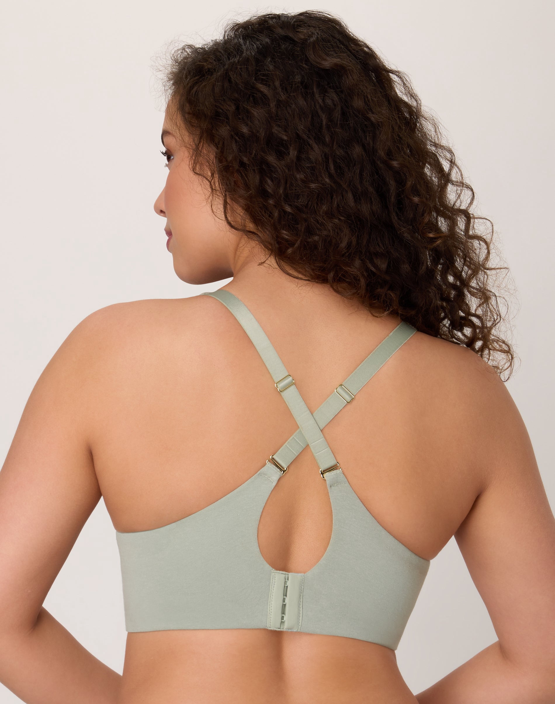 Bali Cotton Collection Underwire Bra, Moisture-Wicking, Convertible Seagrass Green 40DD