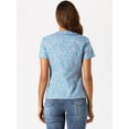 thumbnail image 4 of DARING DIVA Women's Retro Peter Pan Collar Floral Print Blouses XS Blue Gray, 4 of 6