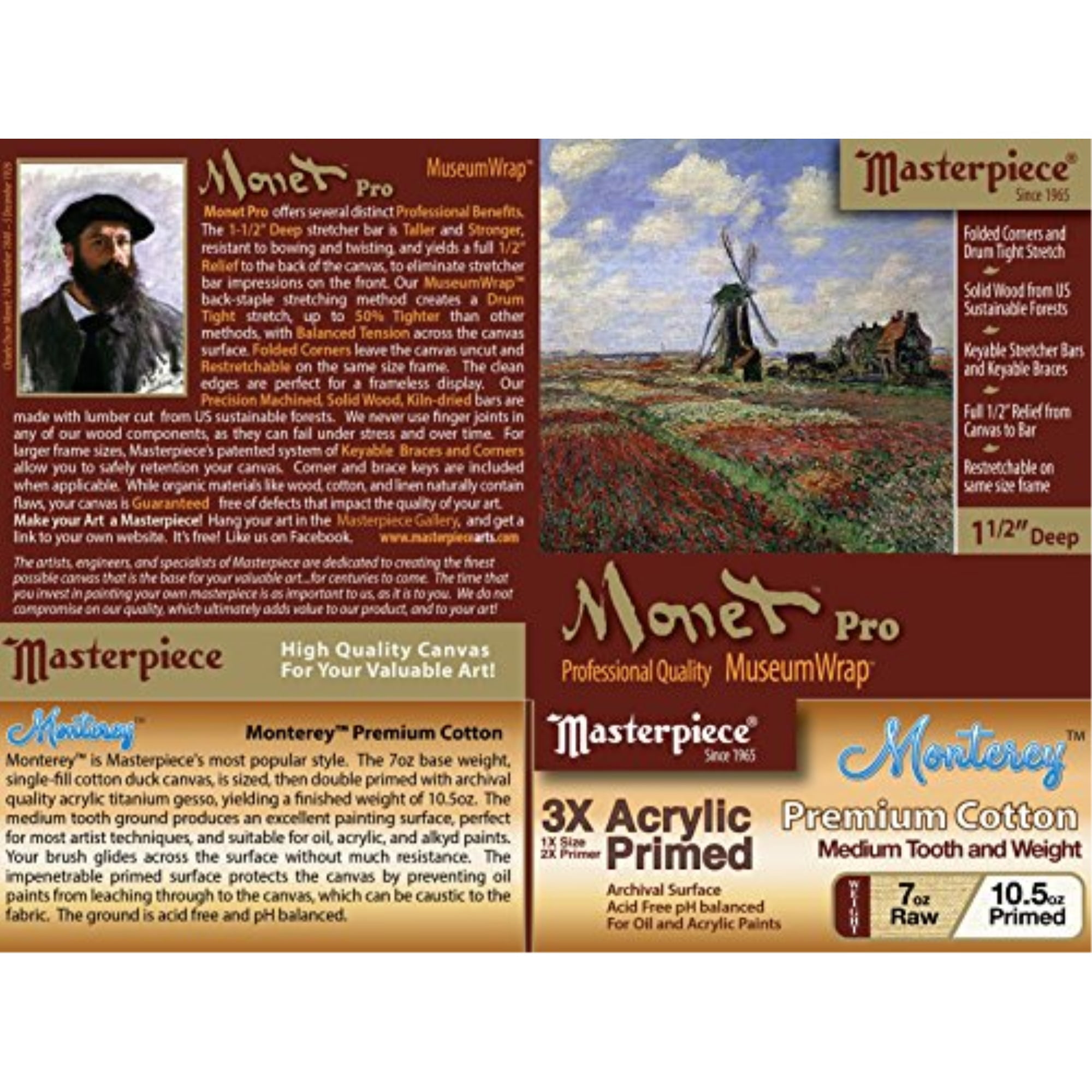 Masterpiece Monet Pro Monterey Cotton Canvas - 20" x 24", 1-1/2" Profile