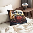 thumbnail image 6 of DouZhe Velvet Decorative Throw Pillow Covers Set of 2, Soft Square Cushion Cover with Invisible Zipper Zombie Skull Love Printing, 16"x16", 6 of 7